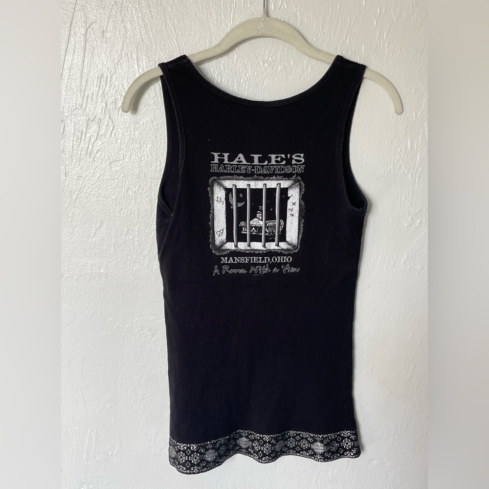 Vintage Harley-Davidson Women's Black‎ Lace Trim Tank Top - Picture 2 of 6